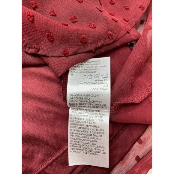 Style & Co Blouse Top Women's 3X Plus Red Eyelet-Yoke Swiss-Dot Textured Overlay - Picture 8 of 12